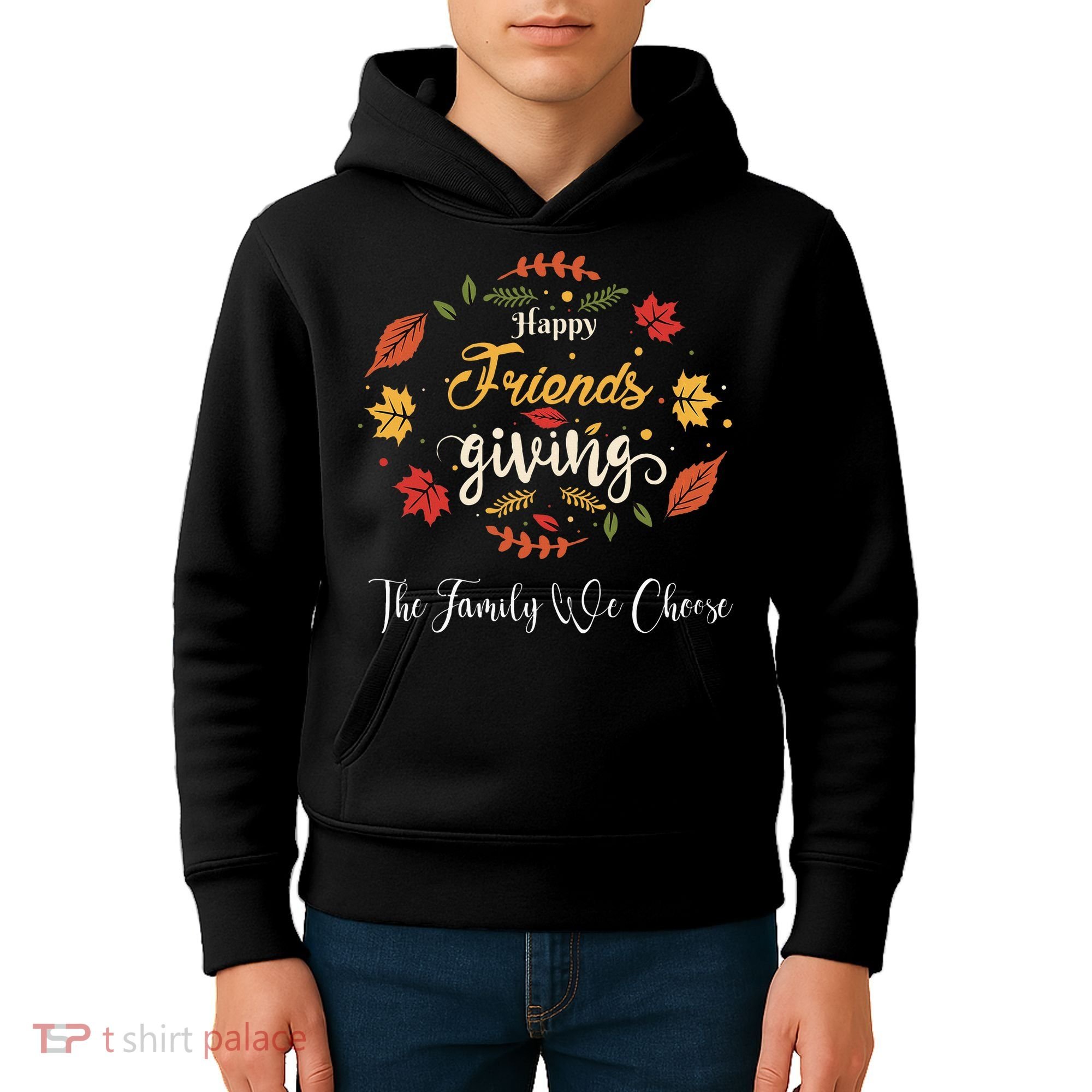 Funny Happy Friendsgiving Turkey Friends Giving Kids Hoodie
