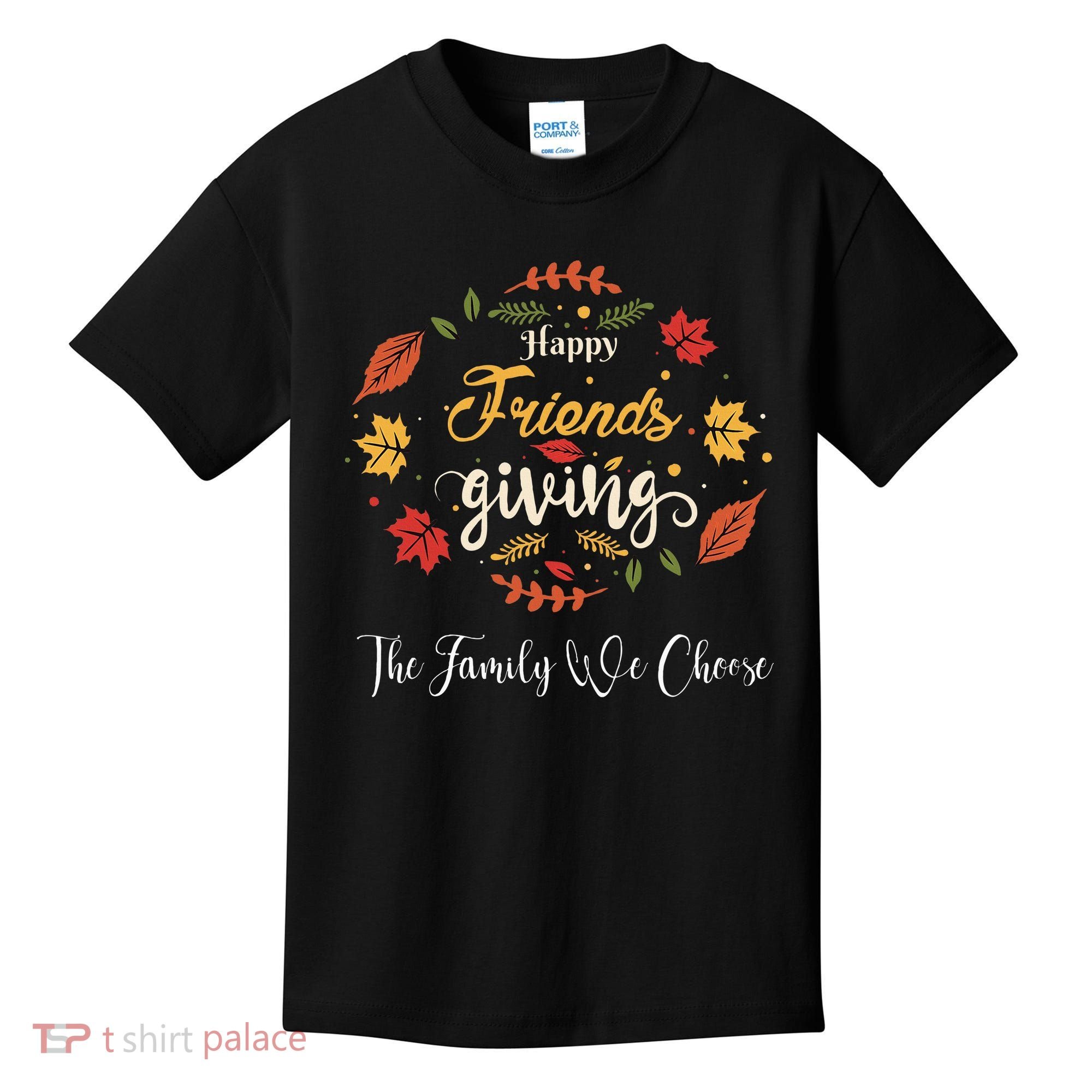 Funny Happy Friendsgiving Turkey Friends Giving Kids T-Shirt