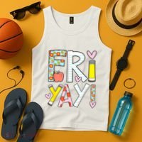 Friyay Happy Friday Funny Weekend Teacher Back To School Tank Top thumb 4