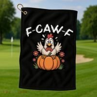 F-Caw-F Halloween Funny Sassy Raven Rooster Golf Towel thumb 1