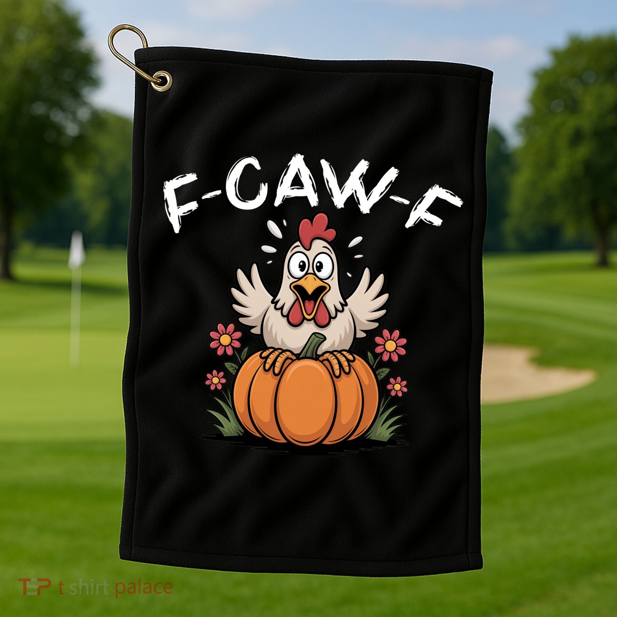 F-Caw-F Halloween Funny Sassy Raven Rooster Golf Towel