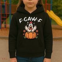 F-Caw-F Halloween Funny Sassy Raven Rooster Kids Hoodie thumb 3