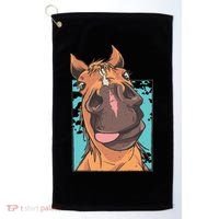 Funny Horse Face Golf Towel thumb 0