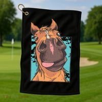 Funny Horse Face Golf Towel thumb 1