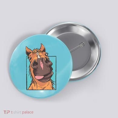 Funny Horse Face Button