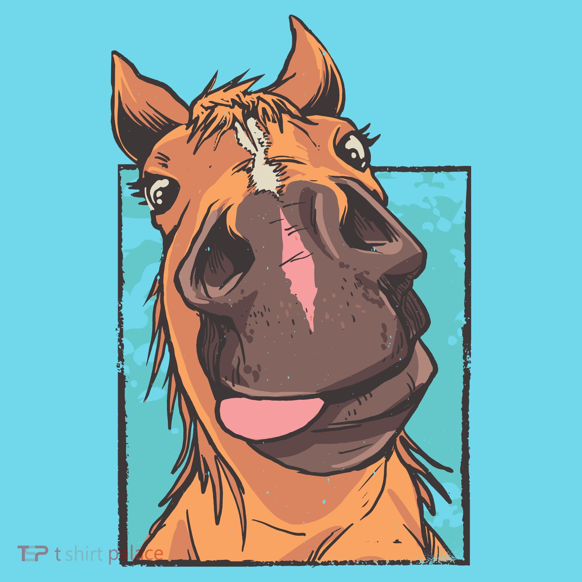 Funny Horse Face Button