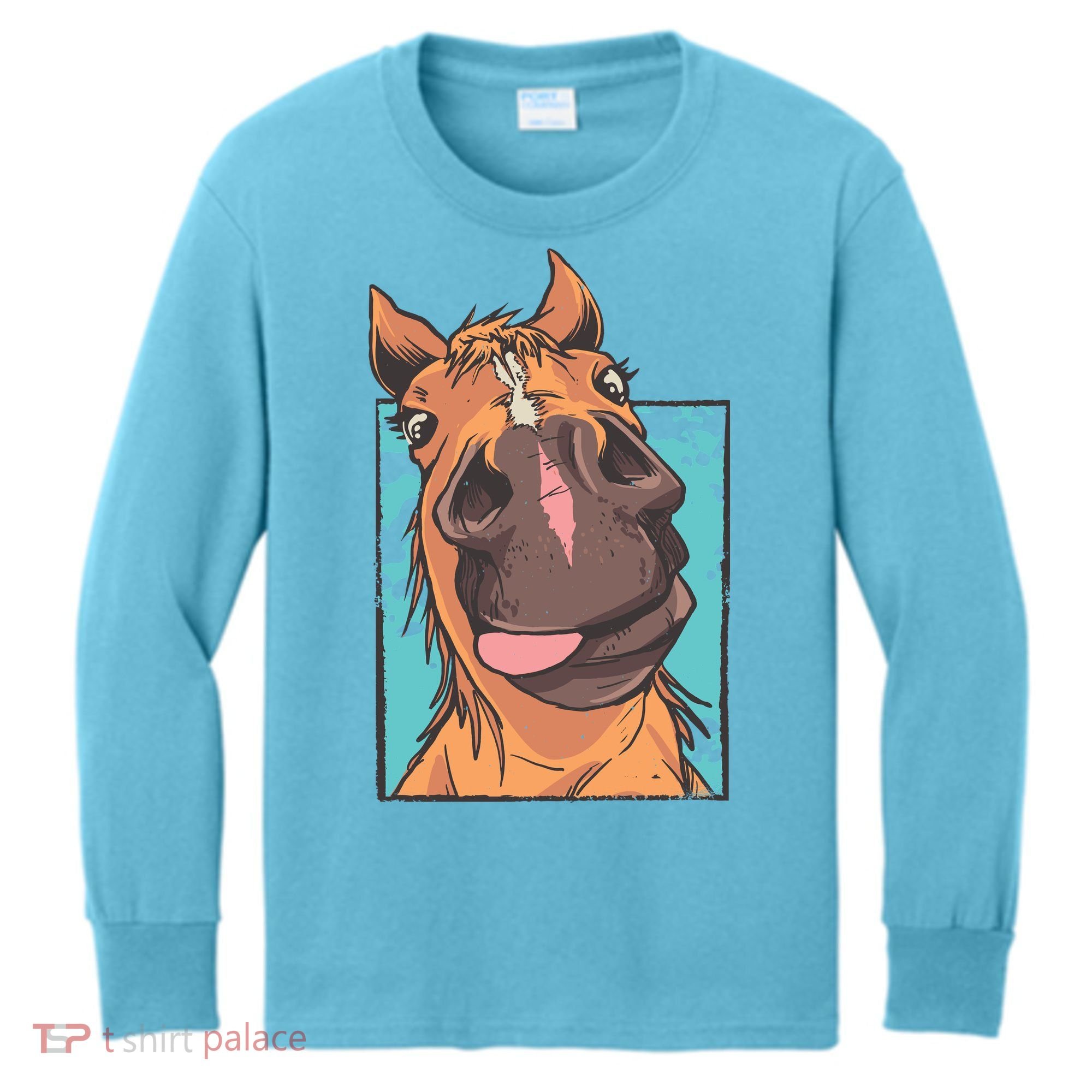 Funny Horse Face Kids Long Sleeve Shirt