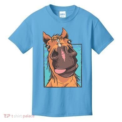 Funny Horse Face Kids T-Shirt