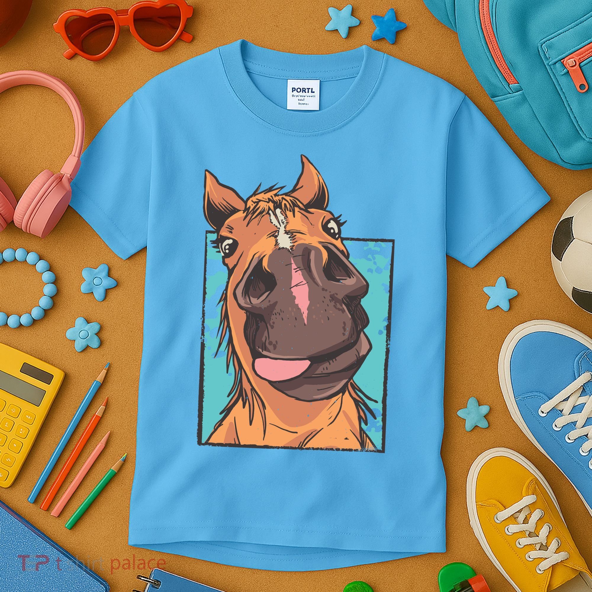 Funny Horse Face Kids T-Shirt