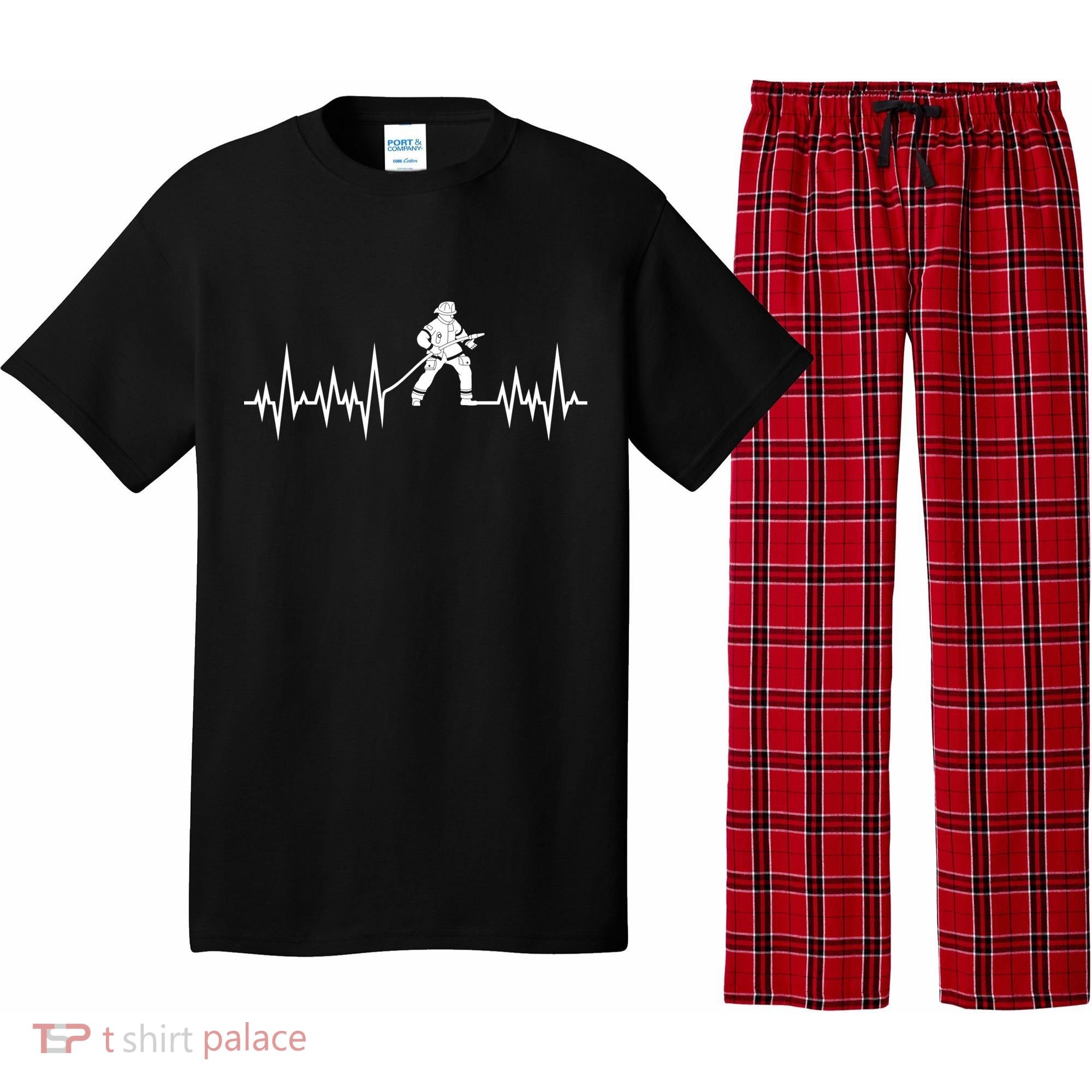 Fire Heartbeat Firefighter Fire Fighter Meaningful Gift Pajama Set