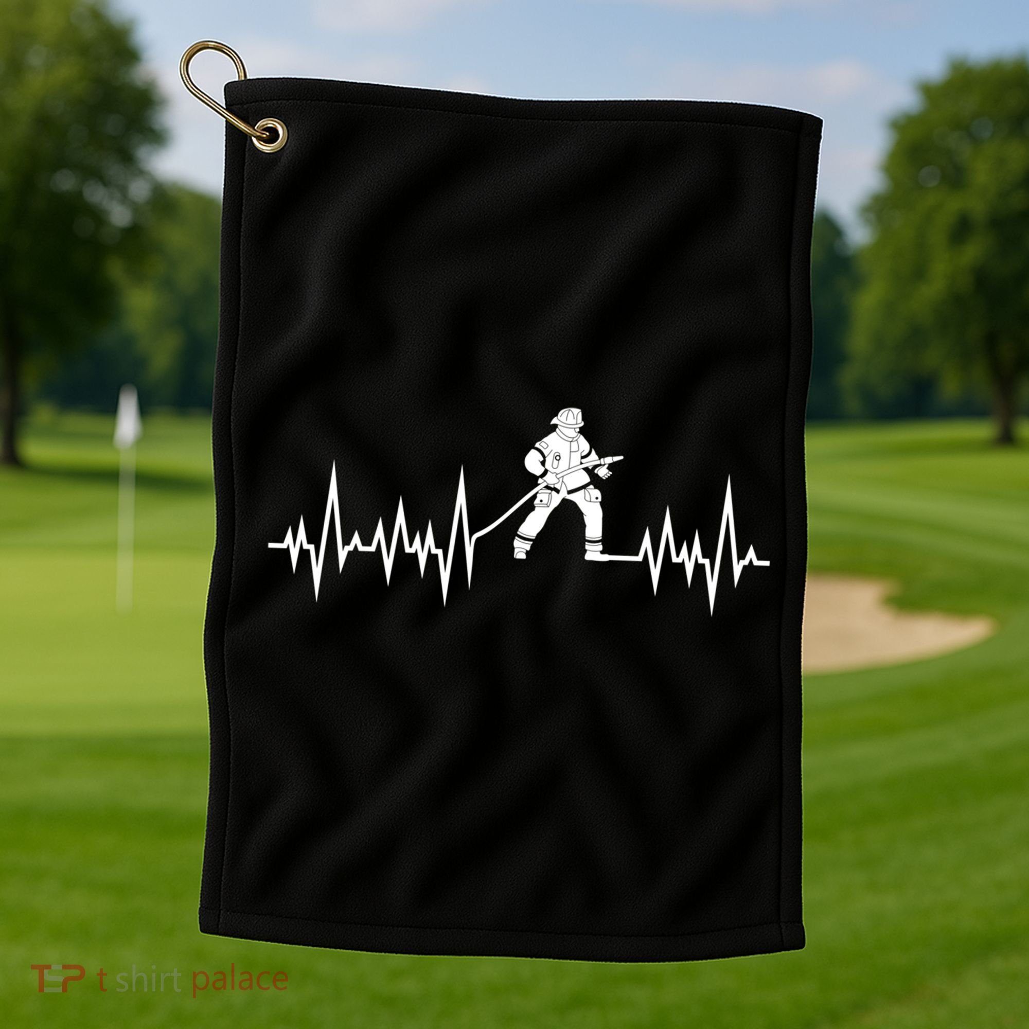 Fire Heartbeat Firefighter Fire Fighter Meaningful Gift Golf Towel