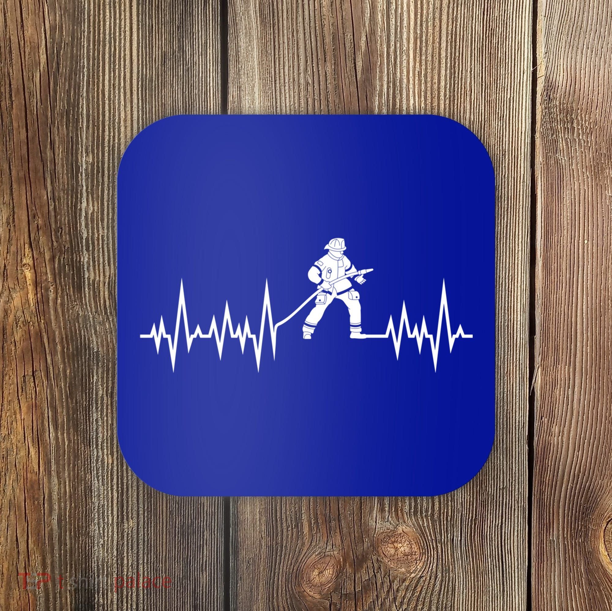 Fire Heartbeat Firefighter Fire Fighter Meaningful Gift Coaster