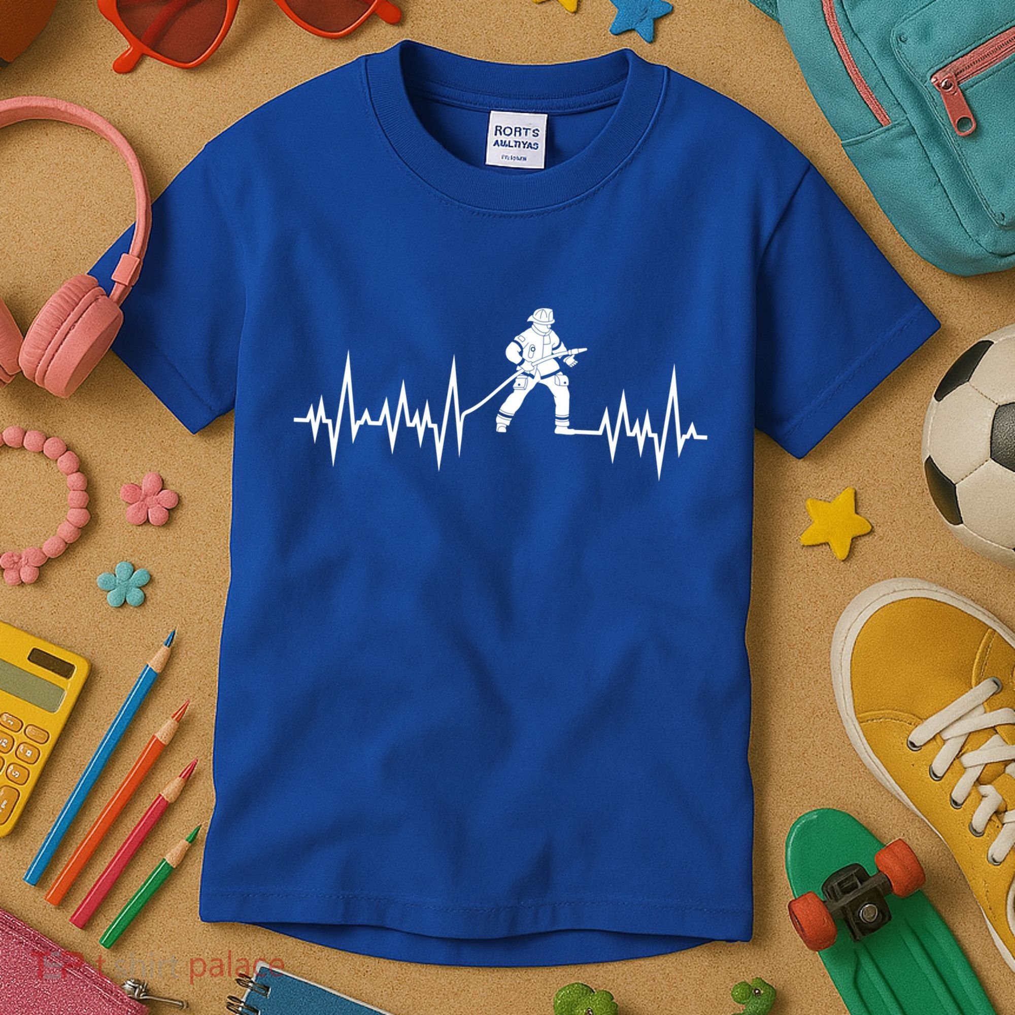 Fire Heartbeat Firefighter Fire Fighter Meaningful Gift Kids T-Shirt