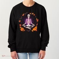 Funny Halloween Fall Autumn Namaste Yoga Skeleton Women's Sweatshirt thumb 0