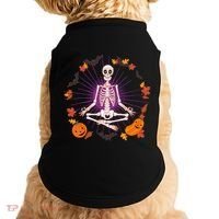 Funny Halloween Fall Autumn Namaste Yoga Skeleton Doggie Tank thumb 0