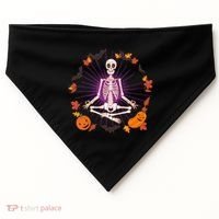 Funny Halloween Fall Autumn Namaste Yoga Skeleton USA-Made Doggie Bandana thumb 0