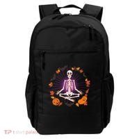 Funny Halloween Fall Autumn Namaste Yoga Skeleton Backpack thumb 0
