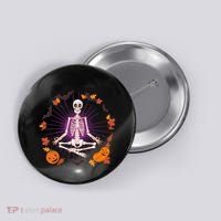 Funny Halloween Fall Autumn Namaste Yoga Skeleton Button thumb 0