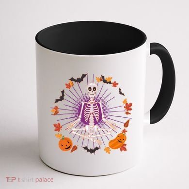 Funny Halloween Fall Autumn Namaste Yoga Skeleton Coffee Mug back