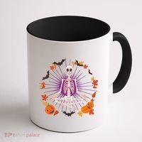Funny Halloween Fall Autumn Namaste Yoga Skeleton Coffee Mug thumb 1