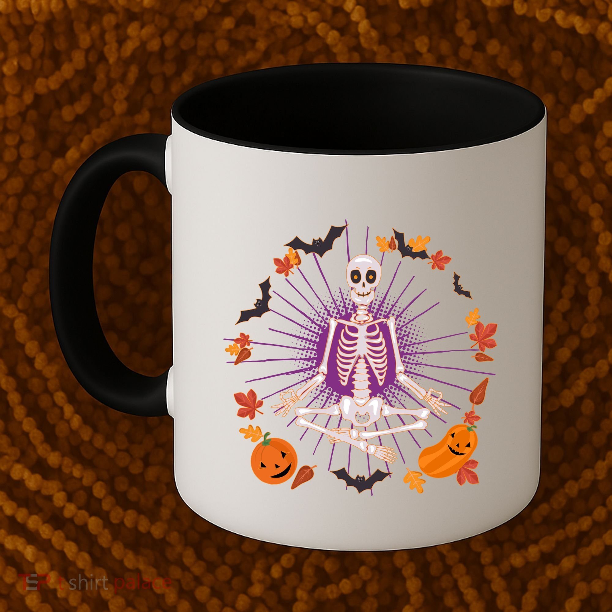 Funny Halloween Fall Autumn Namaste Yoga Skeleton Coffee Mug