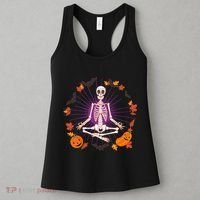 Funny Halloween Fall Autumn Namaste Yoga Skeleton Women's Tank Top thumb 3