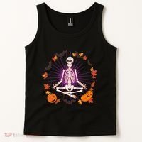 Funny Halloween Fall Autumn Namaste Yoga Skeleton Tank Top thumb 2