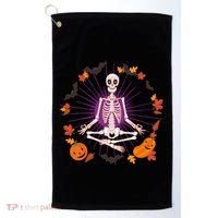 Funny Halloween Fall Autumn Namaste Yoga Skeleton Golf Towel thumb 0