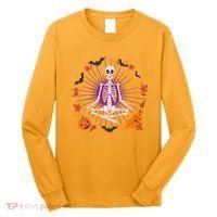 Funny Halloween Fall Autumn Namaste Yoga Skeleton Long Sleeve Shirt thumb 0