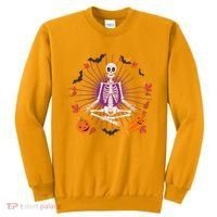 Funny Halloween Fall Autumn Namaste Yoga Skeleton Sweatshirt thumb 0