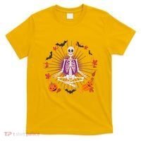 Funny Halloween Fall Autumn Namaste Yoga Skeleton T-Shirt thumb 0