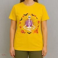 Funny Halloween Fall Autumn Namaste Yoga Skeleton T-Shirt thumb 4