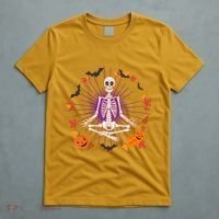 Funny Halloween Fall Autumn Namaste Yoga Skeleton T-Shirt thumb 5
