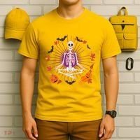 Funny Halloween Fall Autumn Namaste Yoga Skeleton T-Shirt thumb 6