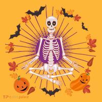 Funny Halloween Fall Autumn Namaste Yoga Skeleton Mousepad thumb 1