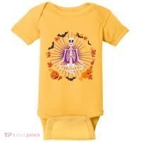 Funny Halloween Fall Autumn Namaste Yoga Skeleton Baby Bodysuit thumb 0