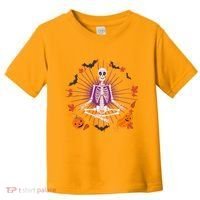 Funny Halloween Fall Autumn Namaste Yoga Skeleton Toddler T-Shirt thumb 0