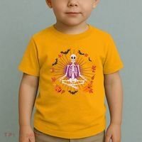 Funny Halloween Fall Autumn Namaste Yoga Skeleton Toddler T-Shirt thumb 2