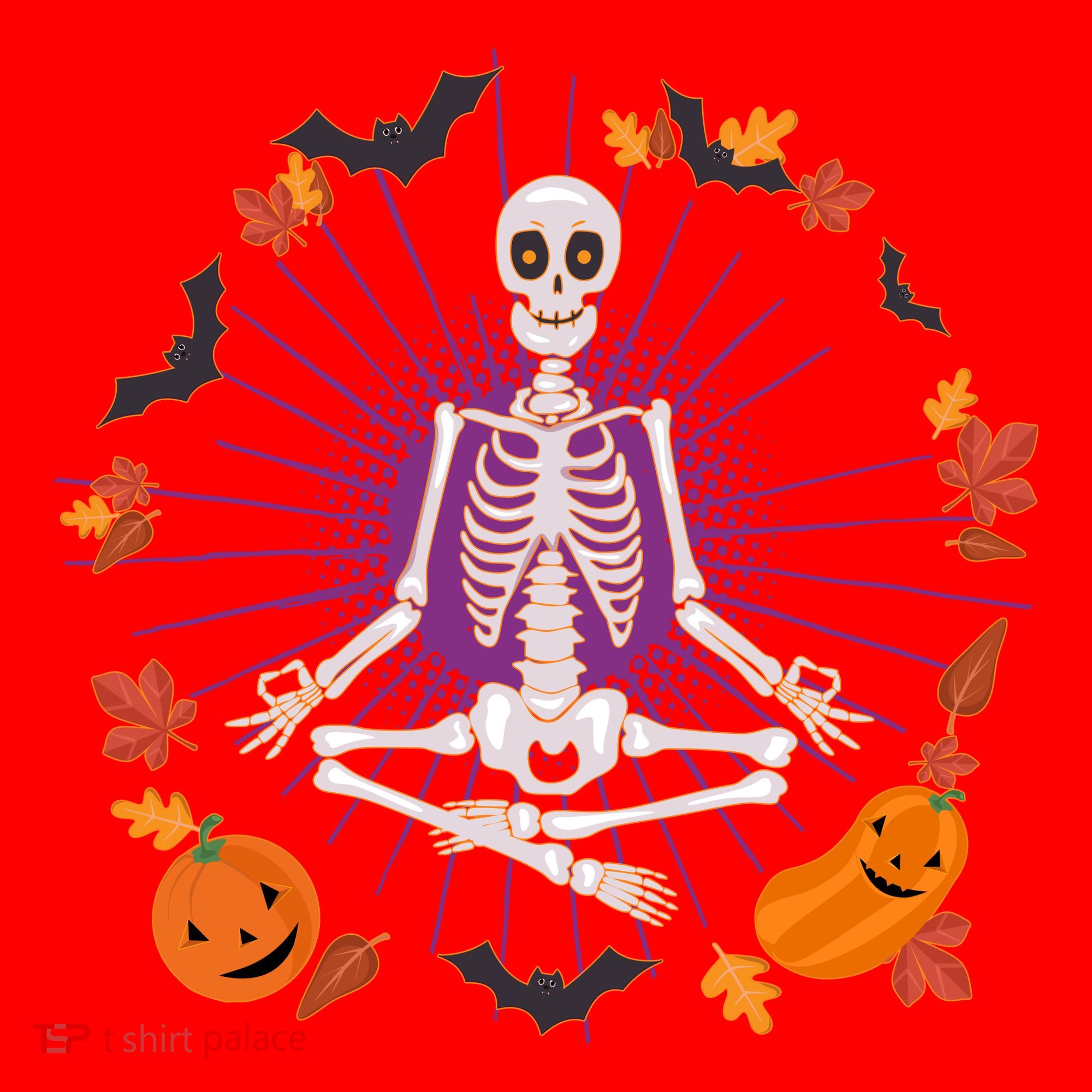 Funny Halloween Fall Autumn Namaste Yoga Skeleton Santa Hat