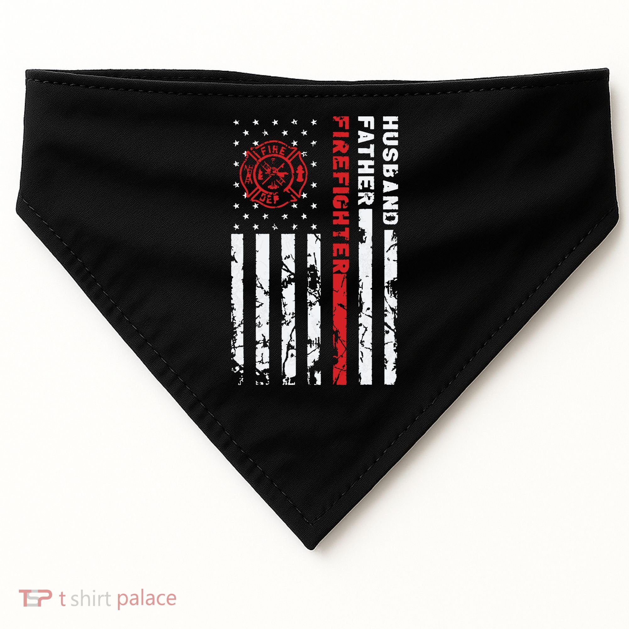 Firefighter Husband Father Fireman Fathers Day Gift For Dad USA-Made Doggie Bandana