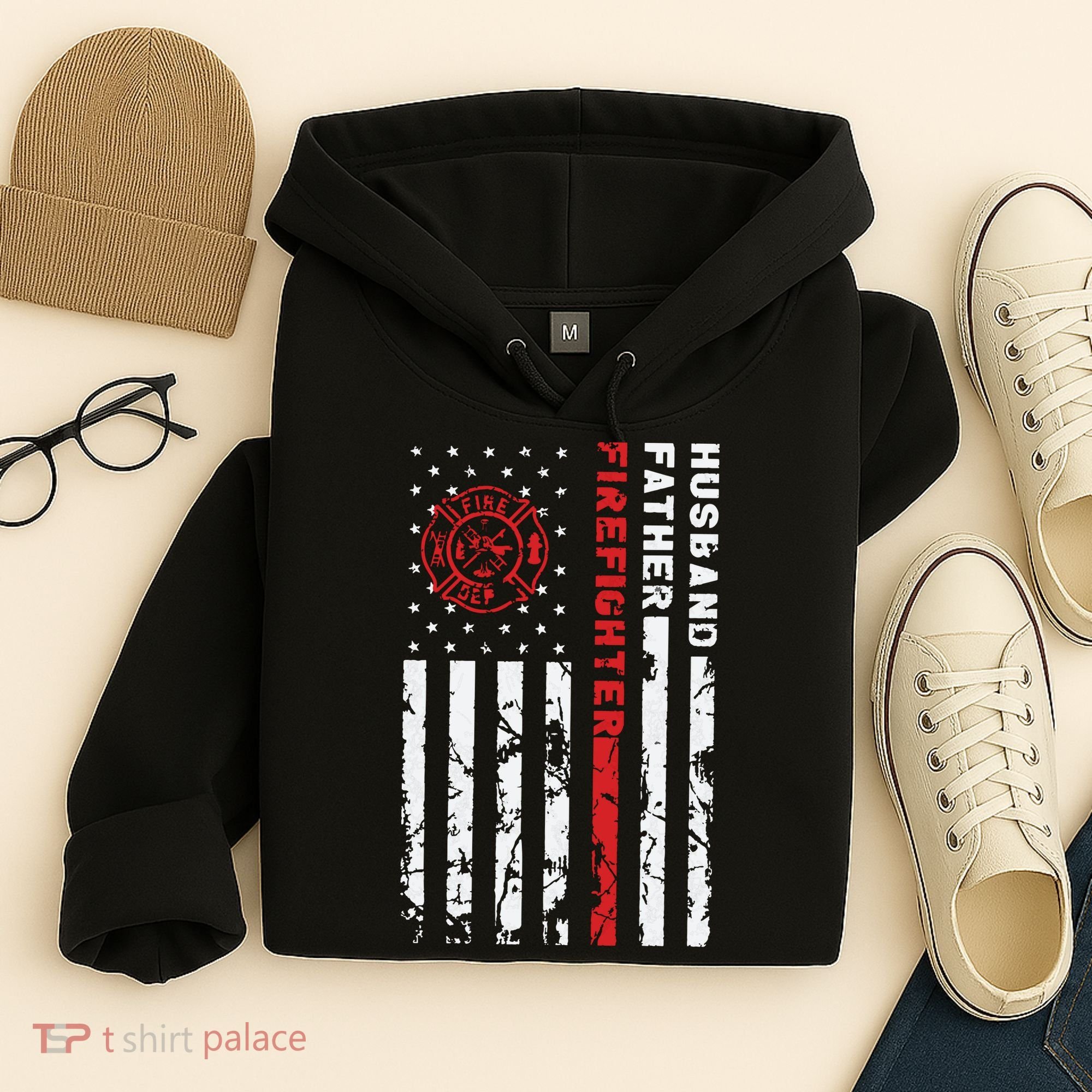 Firefighter Husband Father Fireman Fathers Day Gift For Dad Hoodie