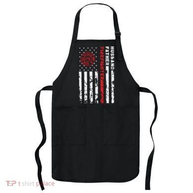 Firefighter Husband Father Fireman Fathers Day Gift For Dad Apron