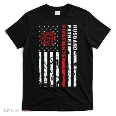 Firefighter Husband Father Fireman Fathers Day Gift For Dad T-Shirt