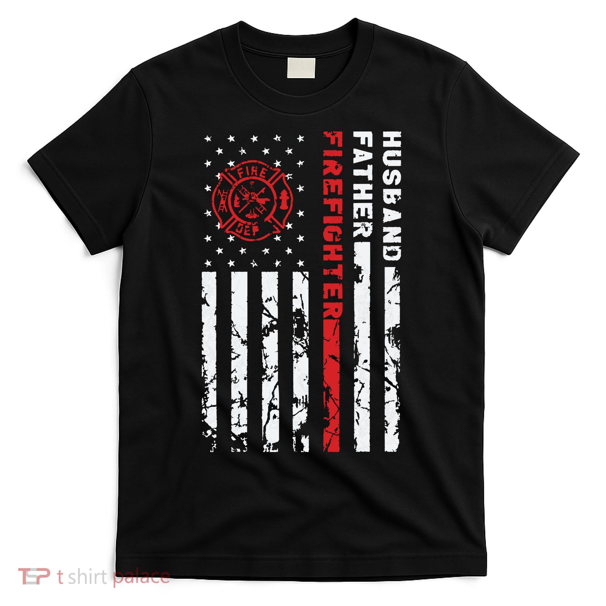 Firefighter Husband Father Fireman Fathers Day Gift For Dad T-Shirt