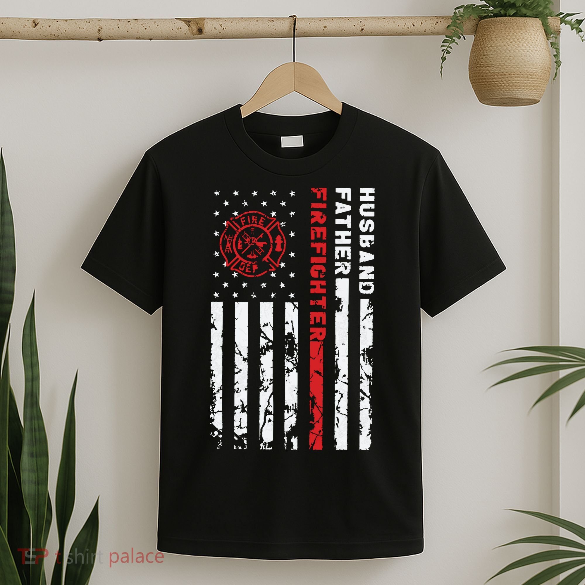 Firefighter Husband Father Fireman Fathers Day Gift For Dad T-Shirt