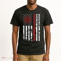 Firefighter Husband Father Fireman Fathers Day Gift For Dad Tall T-Shirt thumb 2