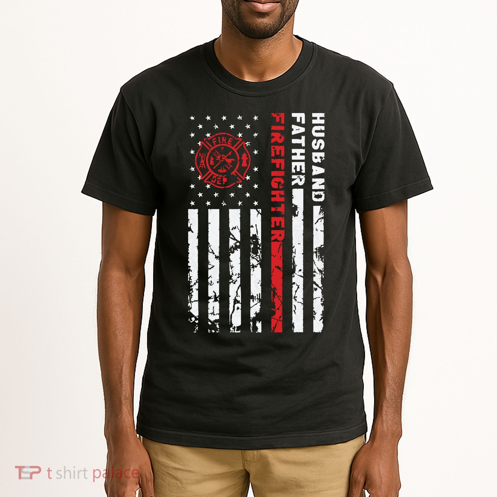Firefighter Husband Father Fireman Fathers Day Gift For Dad Tall T-Shirt