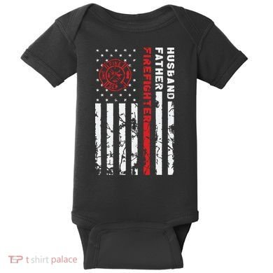 Firefighter Husband Father Fireman Fathers Day Gift For Dad Baby Bodysuit