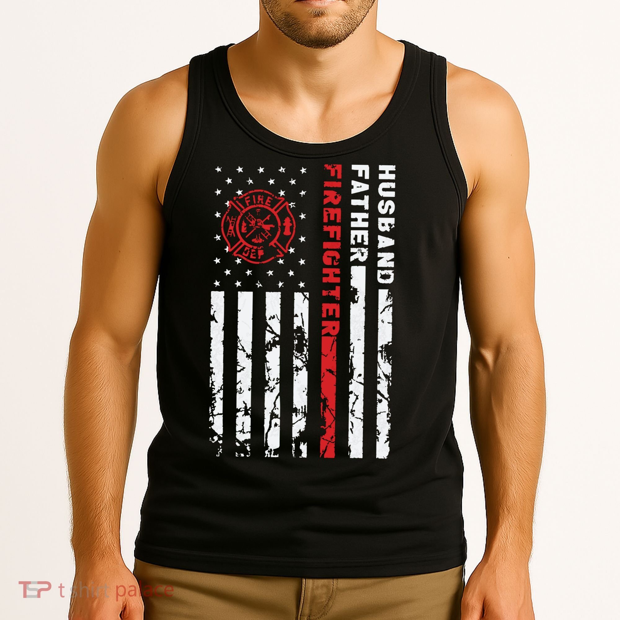 Firefighter Husband Father Fireman Fathers Day Gift For Dad Tank Top