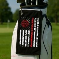 Firefighter Husband Father Fireman Fathers Day Gift For Dad Golf Towel thumb 2